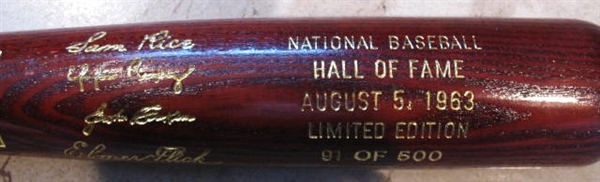 1963 BASEBALL HOF BAT w/ CLARKSON - FLICK - RICE & RIXEY