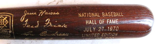 1970 BASEBALL HOF BAT w/ COMBS - FRICK - HAINES & BOUDREAU