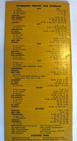 1968 PITTSBURGH PIRATES SPRING TRAINING MEDIA GUIDE