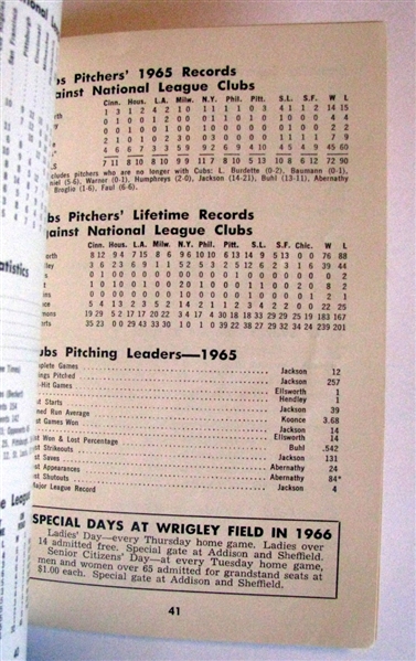 1966 CHICAGO CUBS MEDIA GUIDE