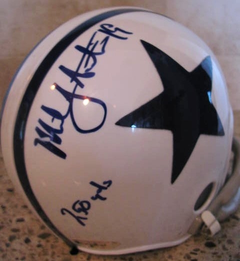 MILES AUSTIN 250 YDS #19 SIGNED DALLAS COWBOYS mini FOOTBALL HELMET w/SGC COA