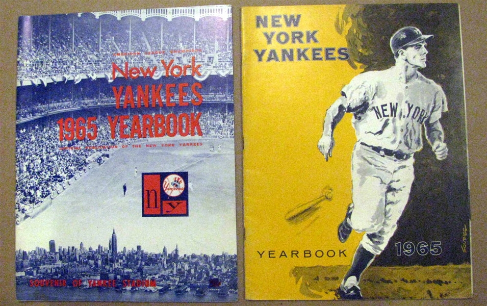 1965 NEW YORK YANKEES YEARBOOKS - 2- OFFICIAL & JAY ISSUE