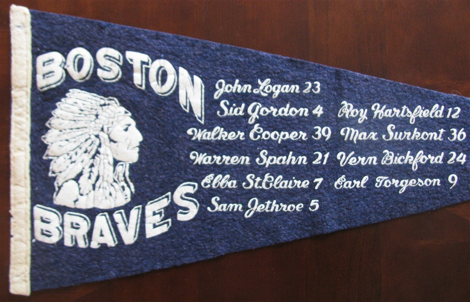 40's BOSTON BRAVES PLAYER NAME BASEBALL PENNANT