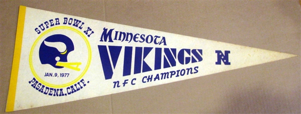 1977 MINNESOTA VIKINGS SUPER BOWL XI PENNANT