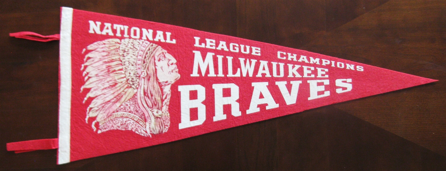 50's MILWAUKEE BRAVES NATIONAL LEAGUE CHAMPIONS BASEBALL PENNANT