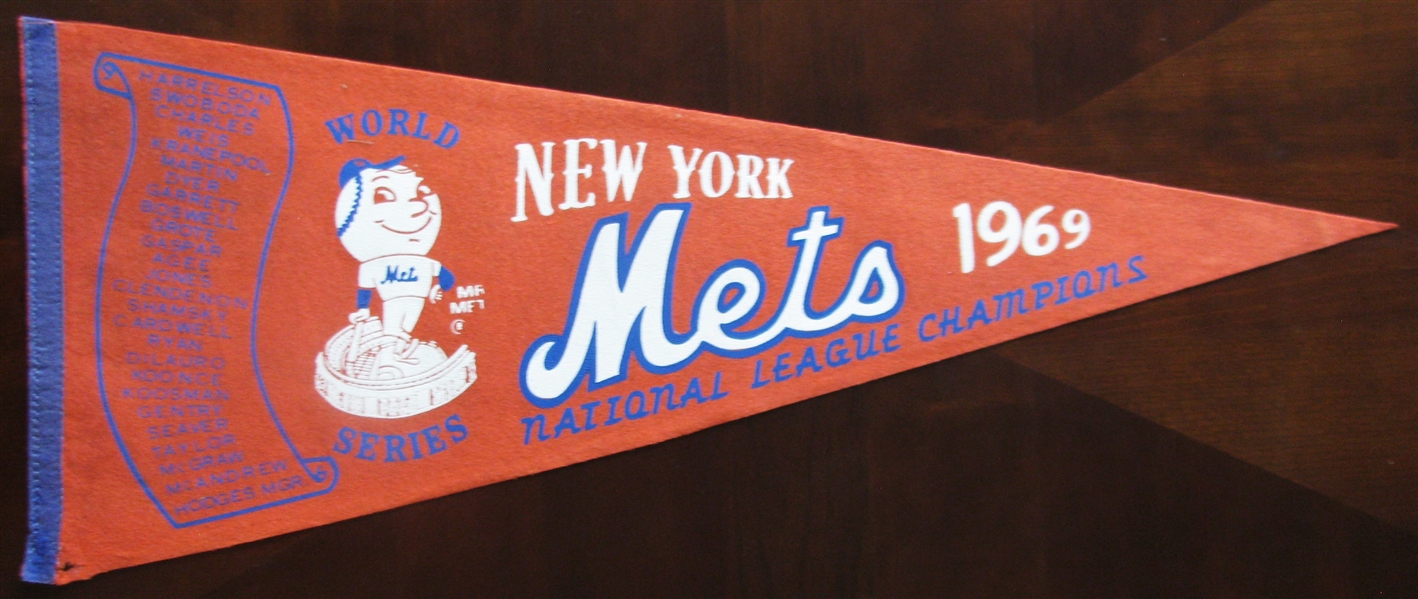 1969 NY METS WORLD SERIES BASEBALL PENNANT