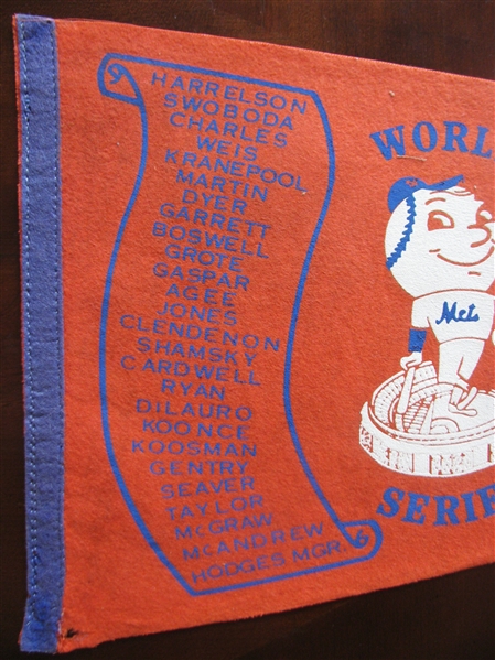 1969 NY METS WORLD SERIES BASEBALL PENNANT