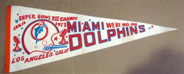 1973 MIAMI DOLPHINS SUPER BOWL CHAMPS PENNANT