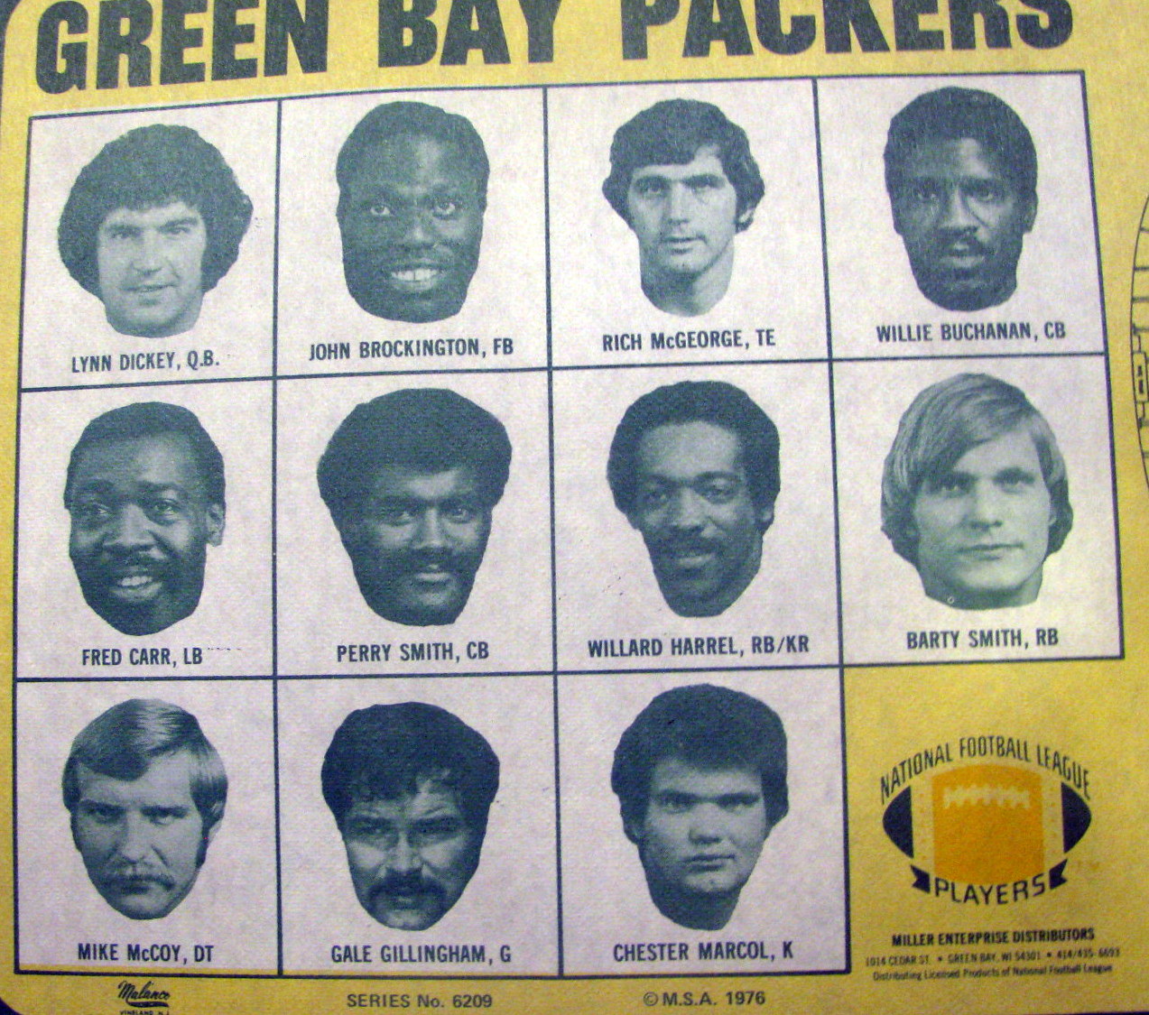 Lot Detail - 1976 GREEN BAY PACKERS PLACE MAT w/PLAYER PICTURES