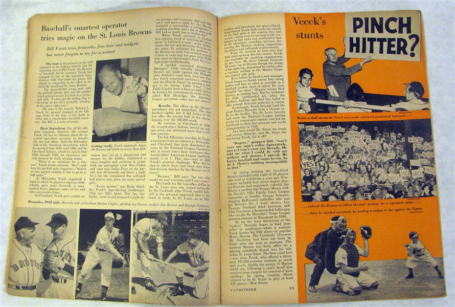 APRIL 23, 1952 PATHFINDER MAGAZINE w/BILL VEECK ARTICLE