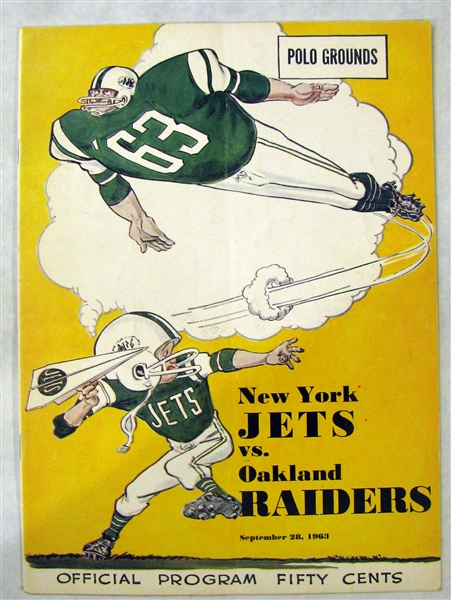 1963 AFL NEW YORK JETS VS OAKLAND RAIDERS PROGRAM