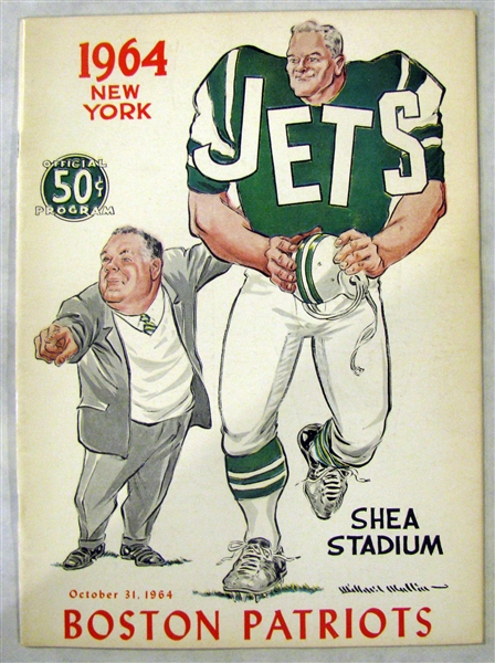 1964 NEW YORK JETS VS BOSTON PATRIOTS PROGRAM