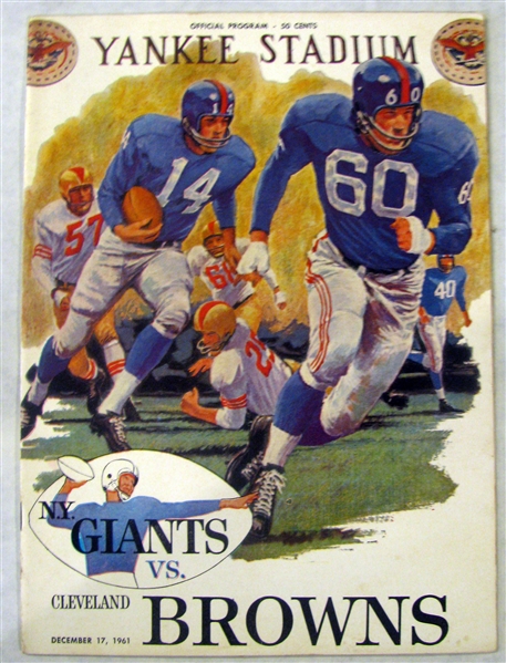 1961 NEW YORK GIANTS VS CLEVELAND BROWNS PROGRAM