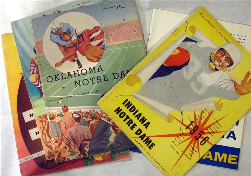 40's/50's LOT OF 5 NOTRE DAME FOOTBALL PROGRAMS
