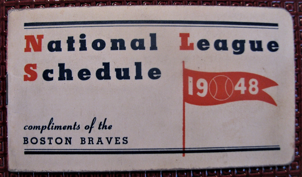 1948 NATIONAL LEAGUE POCKET SCHEDULE- BOSTON BRAVES ISSUE