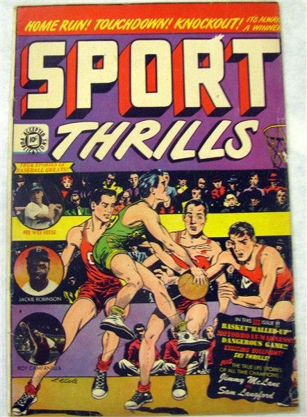 VINTAGE SPORT THRILLS COMIC BOOKS w/ROBINSON, CAMPANELLA & REESE COVER