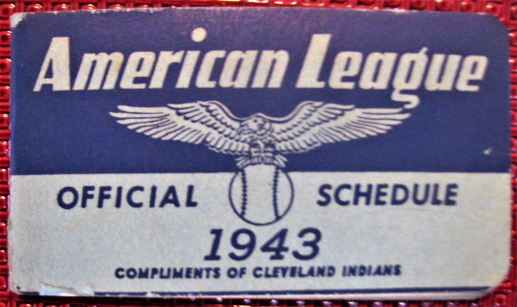 1943 AMERICAN LEAGUE POCKET SCHEDULE- CLEVELAND INDIANS ISSUE