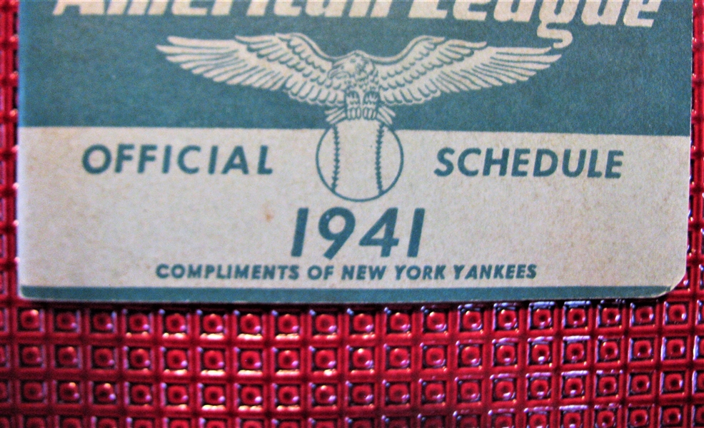 1941 AMERICAN LEAGUE POCKET SCHEDULE- NEW YORK YANKEES ISSUE