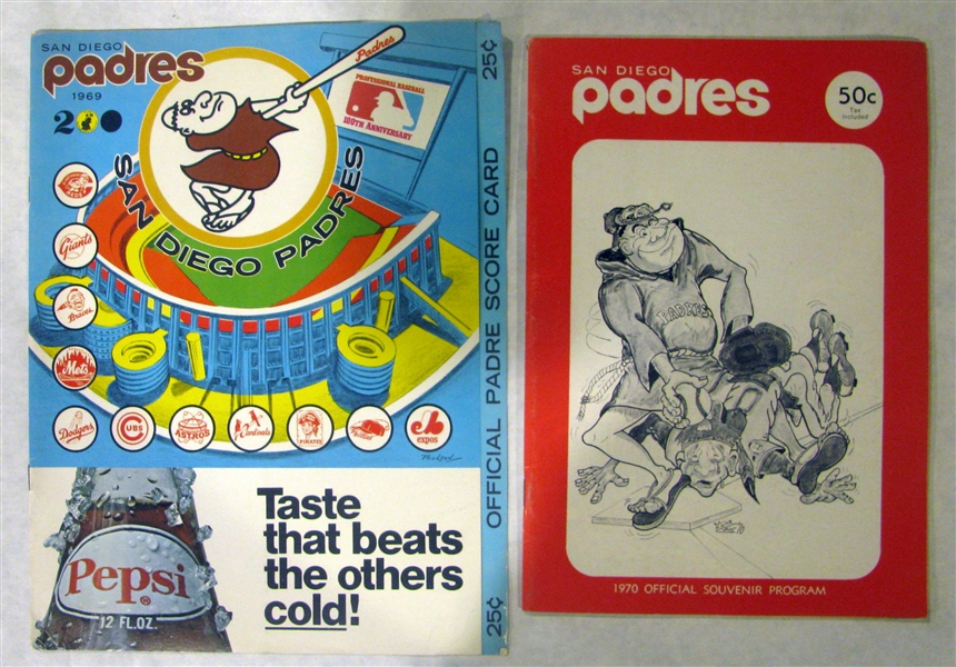 1969 & 1970 SAN DIEGO PADRES SCORECARD & PROGRAM - 1st & 2nd YEARS OF FRANCHISE
