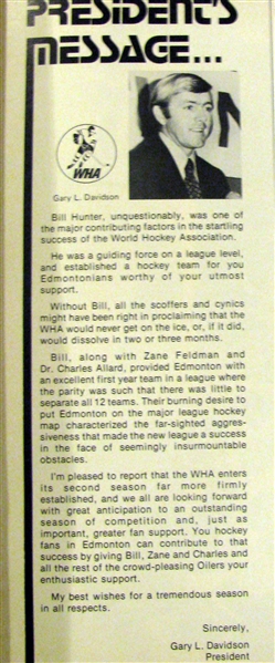 1973-74 WHA EDMONTON OILERS ILLUSTRATED PROGRAM