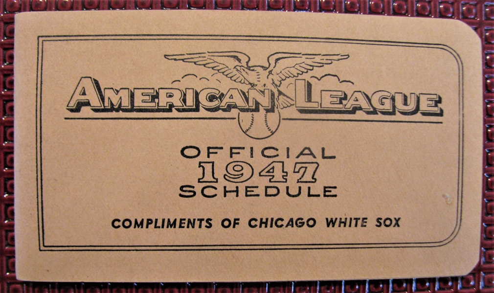 1947 AMERICAN LEAGUE POCKET SCHEDULE - CHICAGO WHITE SOX ISSUE