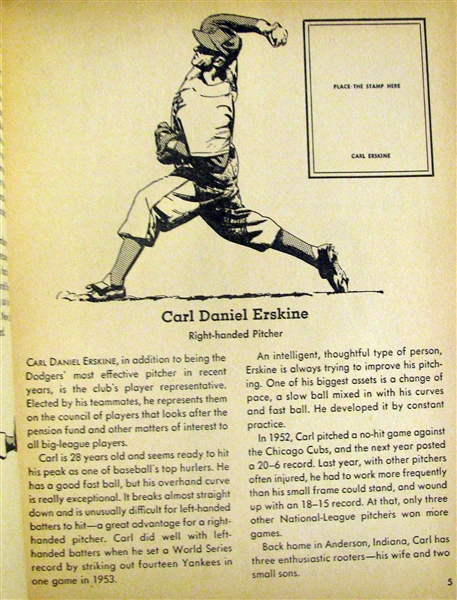1955 BROOKLYN DODGERS STAMP BOOK- CHAMPIONSHIP YEAR!