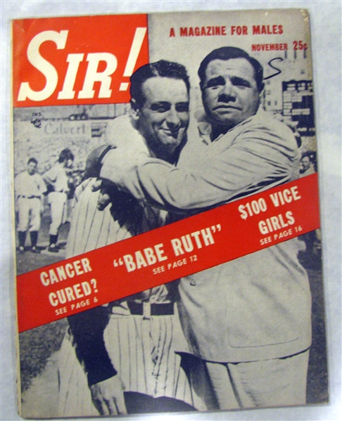 NOVEMBER 1948 SIR! MAGAZINE w/ RUTH-GEHRIG COVER
