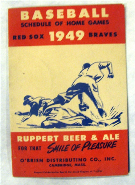 1949 BOSTON RED SOX / BOSTON BRAVES SCHEDULE BOOKLET