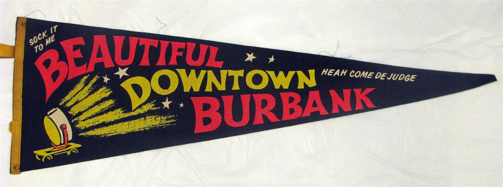 VINTAGE 60's LAUGH IN BEAUTIFUL DOWNTOWN BURBANK PENNANT