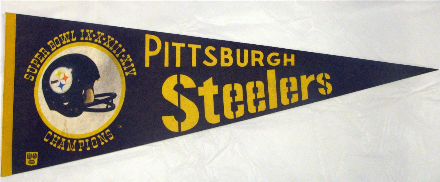 Lot Detail - VINTAGE PITTSBURGH STEELERS "SUPER BOWL CHAMPIONS" PENNANT