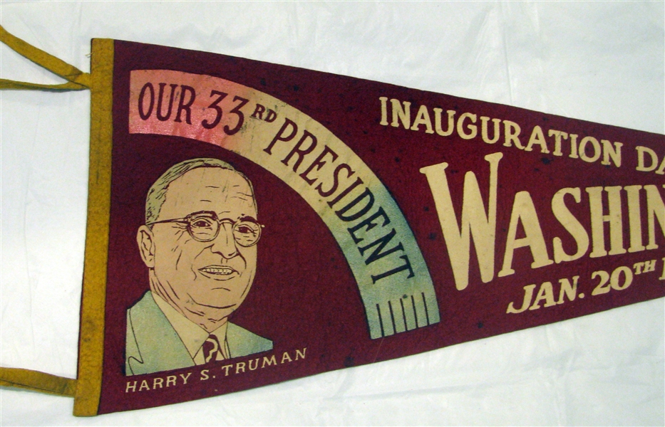 1949 HARRY S TRUMAN INAUGURATION DAY PENNANT