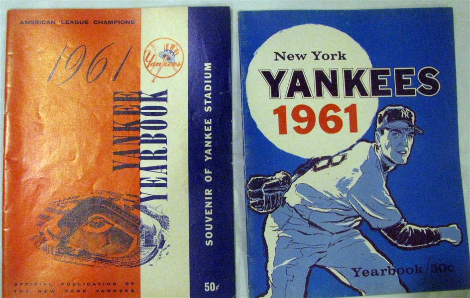 1961 NEW YORK YANKEES YEARBOOKS - 2- OFFICIAL & JAY ISSUES