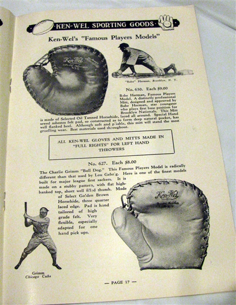 1928 / 1931 & 1934 KEN-WEL SPORTING GOODS CATALOG