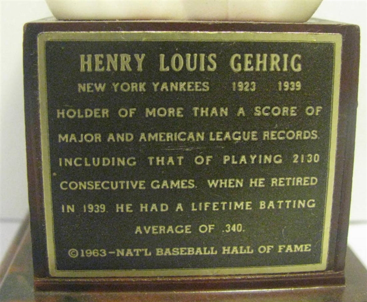 1963 LOU GEHRIG HALL OF FAME BUST / STATUE