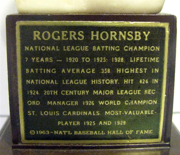 1963 ROGERS HORNSBY HALL OF FAME BUST / STATUE