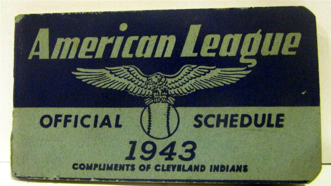 1943 AMERICAN LEAGUE SCHEDULE BOOKLET - CLEVELAND INDIANS ISSUE