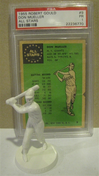 1955 DOM MUELLER ROBERT GOULD ALL-STAR STATUE w/CARD - PSA