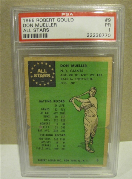1955 DOM MUELLER ROBERT GOULD ALL-STAR STATUE w/CARD - PSA