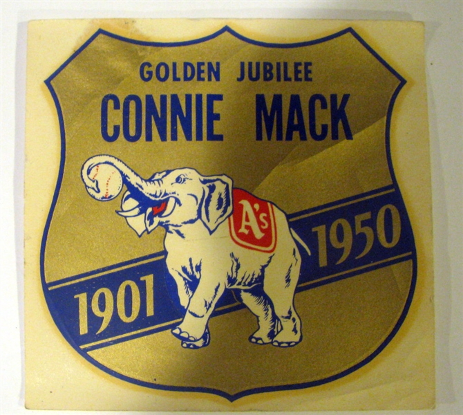 1950 PHILADELPHIA ATHLETICS GOLD JUBILEE - CONNIE MACK DECAL