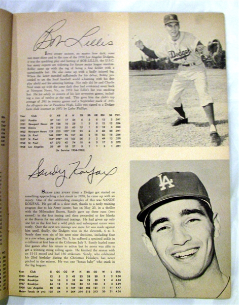 1959 LOS ANGELES DODGERS YEARBOOK - CHAMPIONSHIP YEAR!
