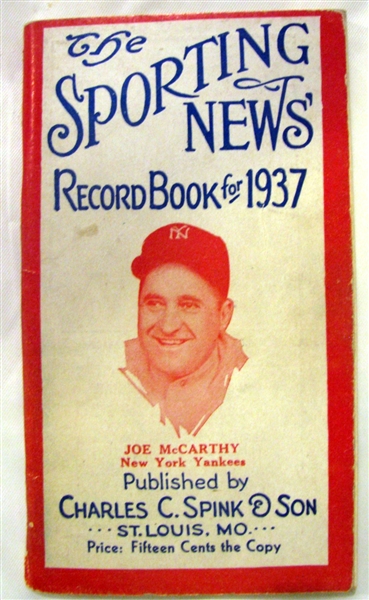 1937 THE SPORTING NEWS RECORD BOOK w/JOE McCARTHY