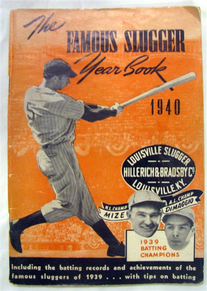 1940 FAMOUS SLUGGER YEAR BOOK w/DIMAGGIO & MIZE COVER