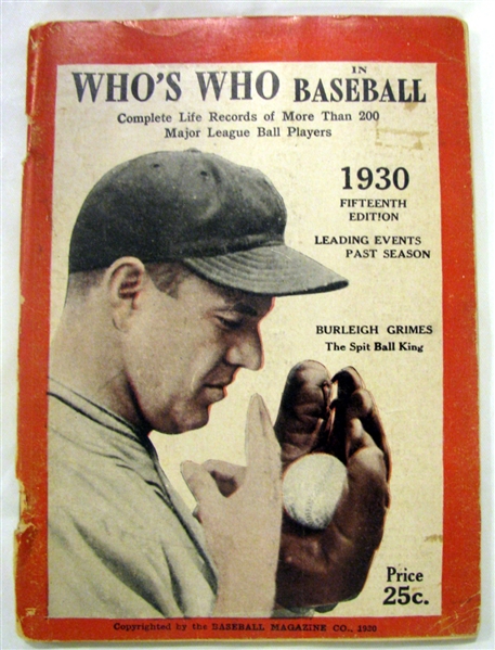 1930 WHO's WHO IN BASEBALL w/BURLEIGH GRIMES COVER