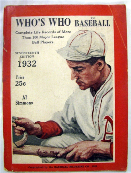 1932 WHO's WHO IN BASEBALL w/ AL SIMMONS COVER