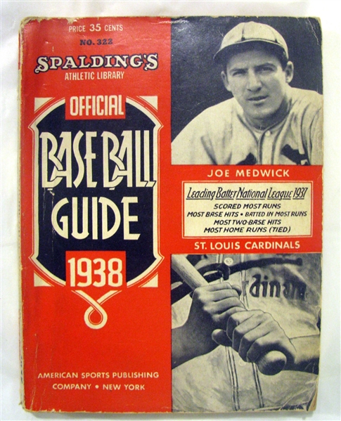 1938 SPALDING BASEBALL GUIDE - JOE MEDWICK COVER