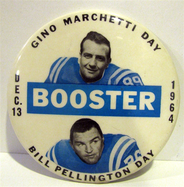 1964 BALTIMORE COLTS MARCHETTI/PELLINGTON DAY BOOSTER PIN