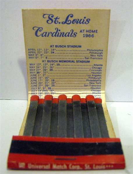 1966 ST. LOUIS CARDINALS MATCHBOOK w/SCHEDULE