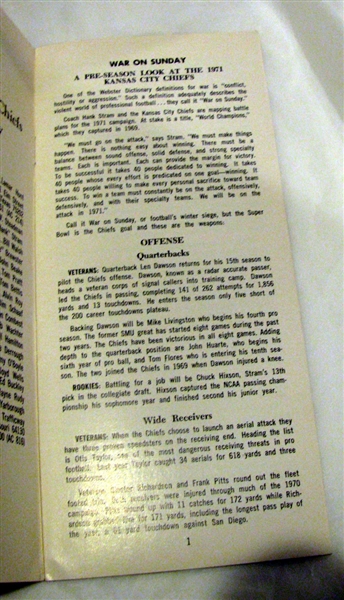 1971 KANSAS CITY CHIEFS PROSPECTUS BOOKLET