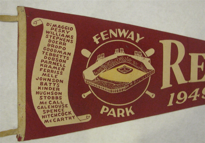 1949 BOSTON RED SOX PENNANT w/PLAYER SCROLL