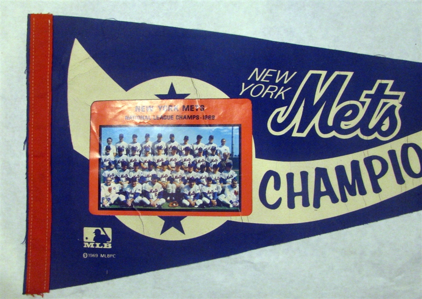 1969 NEW YORK METS NATIONAL LEAGUE CHAMPIONS PHOTO PENNANT